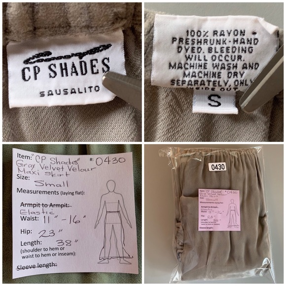 CP Shades Gray Velvet Velour Maxi Skirt Small - Picture 3 of 8